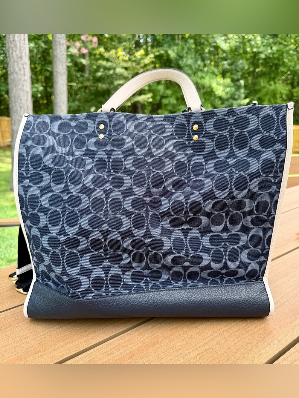 Coach Navy Signature Dempsey Tote - Picture 3 of 6